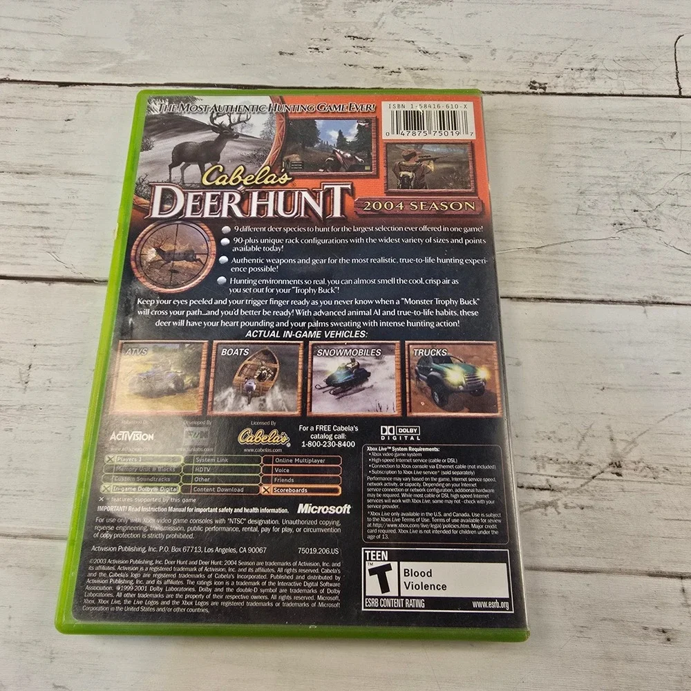 Cabelas Deer Hunt 2004 Season Microsoft Xbox Video Game Original Case Manual